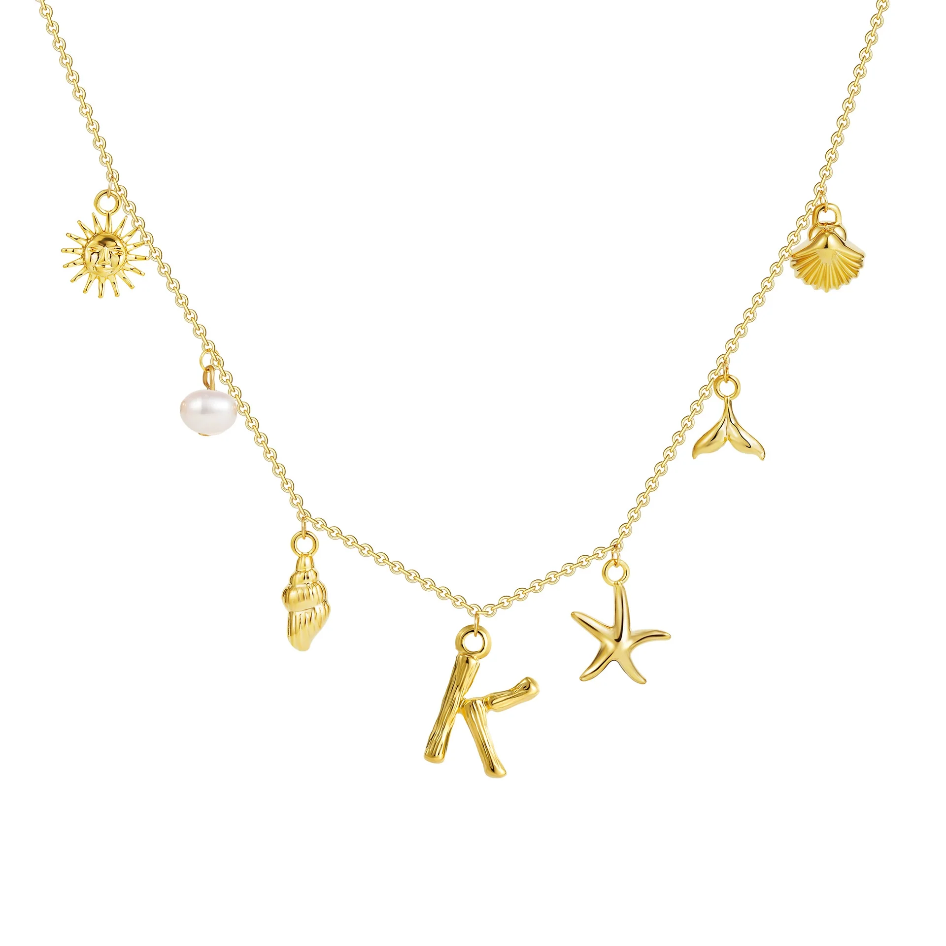 Wholesale Copper Pendant Necklace With Letter Pattern And Electroplating Treatment Oshaped Chain Vacation Style For Women - Image 16
