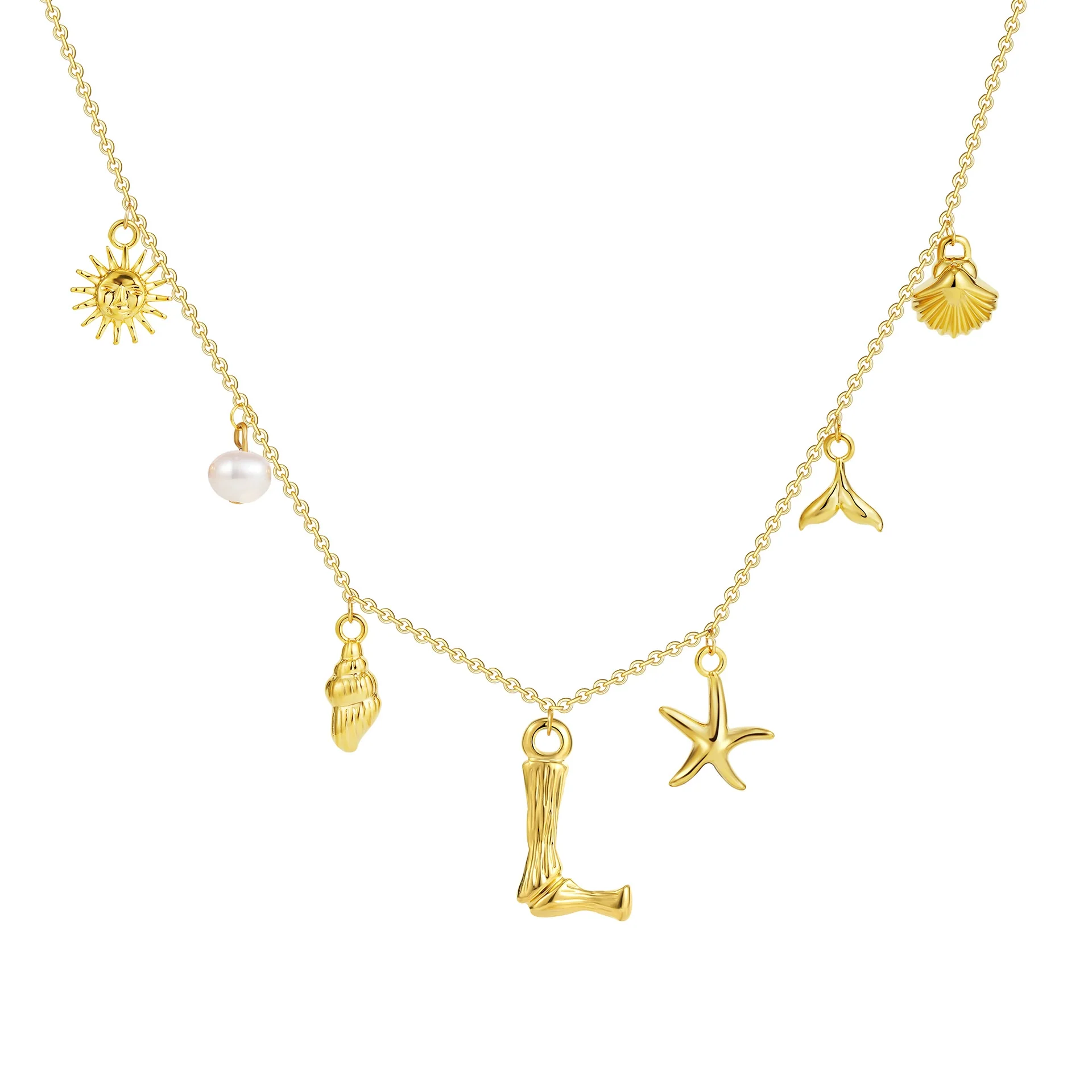 Wholesale Copper Pendant Necklace With Letter Pattern And Electroplating Treatment Oshaped Chain Vacation Style For Women - Image 17