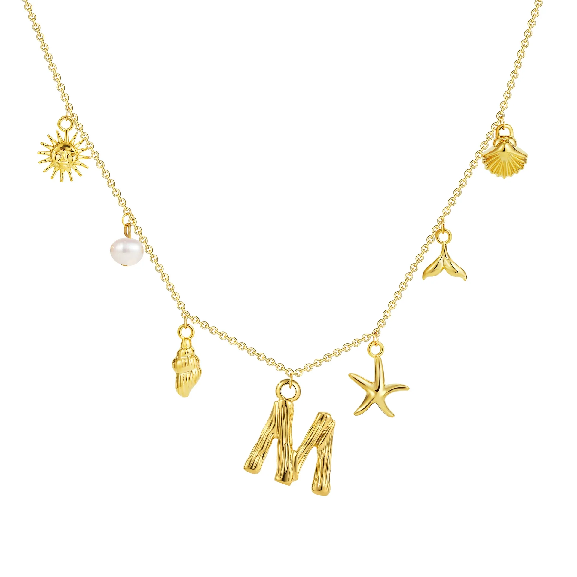 Wholesale Copper Pendant Necklace With Letter Pattern And Electroplating Treatment Oshaped Chain Vacation Style For Women - Image 18
