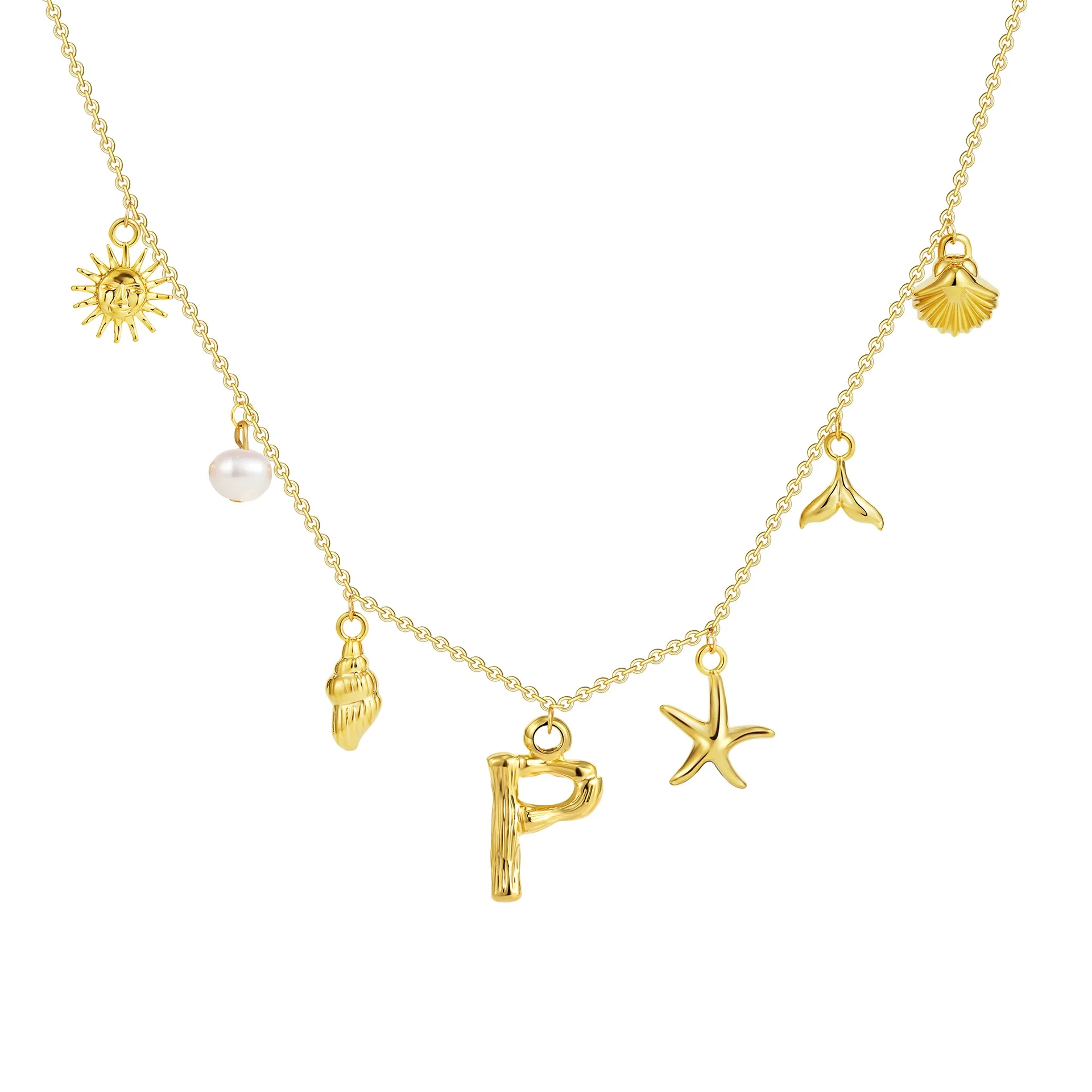 Wholesale Copper Pendant Necklace With Letter Pattern And Electroplating Treatment Oshaped Chain Vacation Style For Women - Image 21