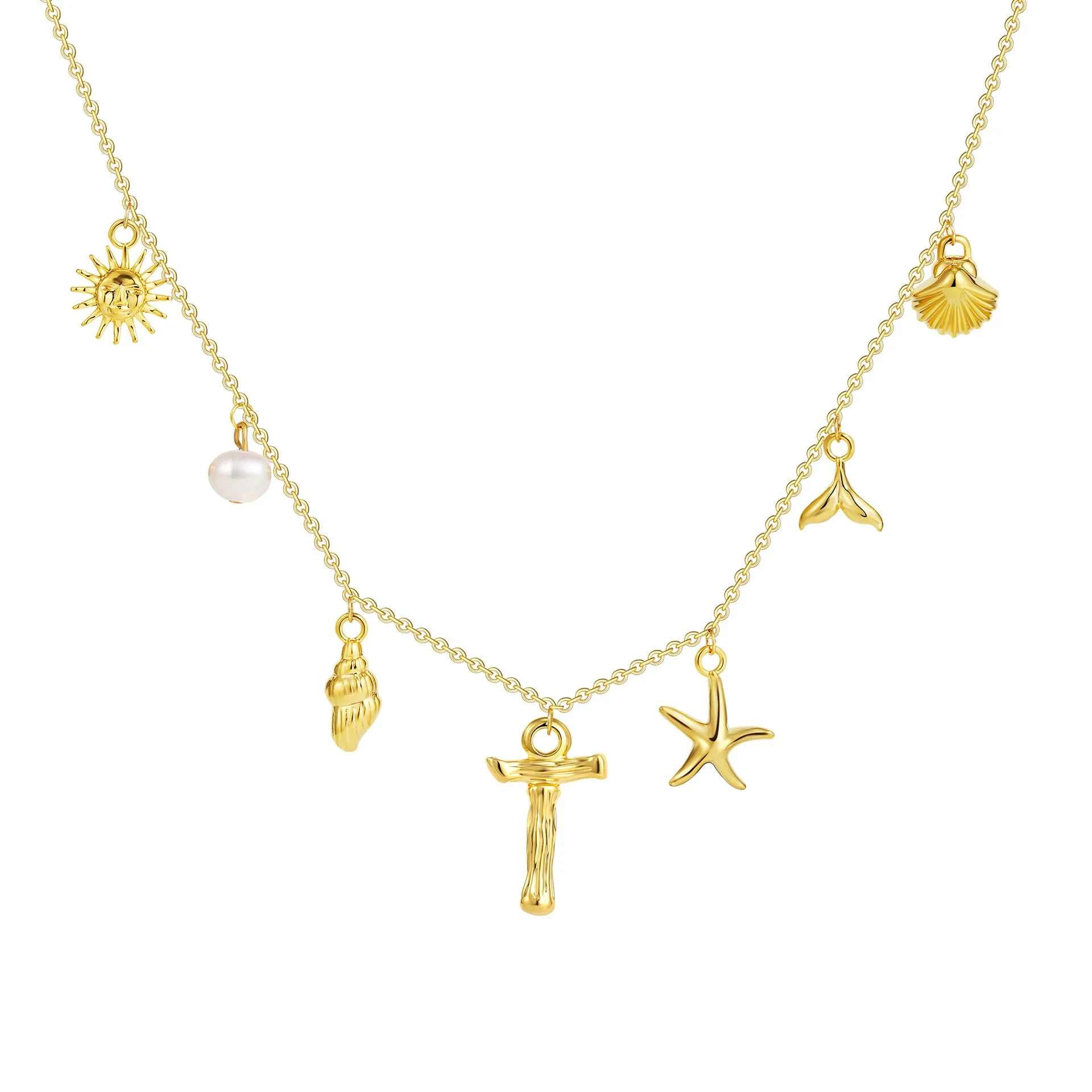 Wholesale Copper Pendant Necklace With Letter Pattern And Electroplating Treatment Oshaped Chain Vacation Style For Women - Image 25