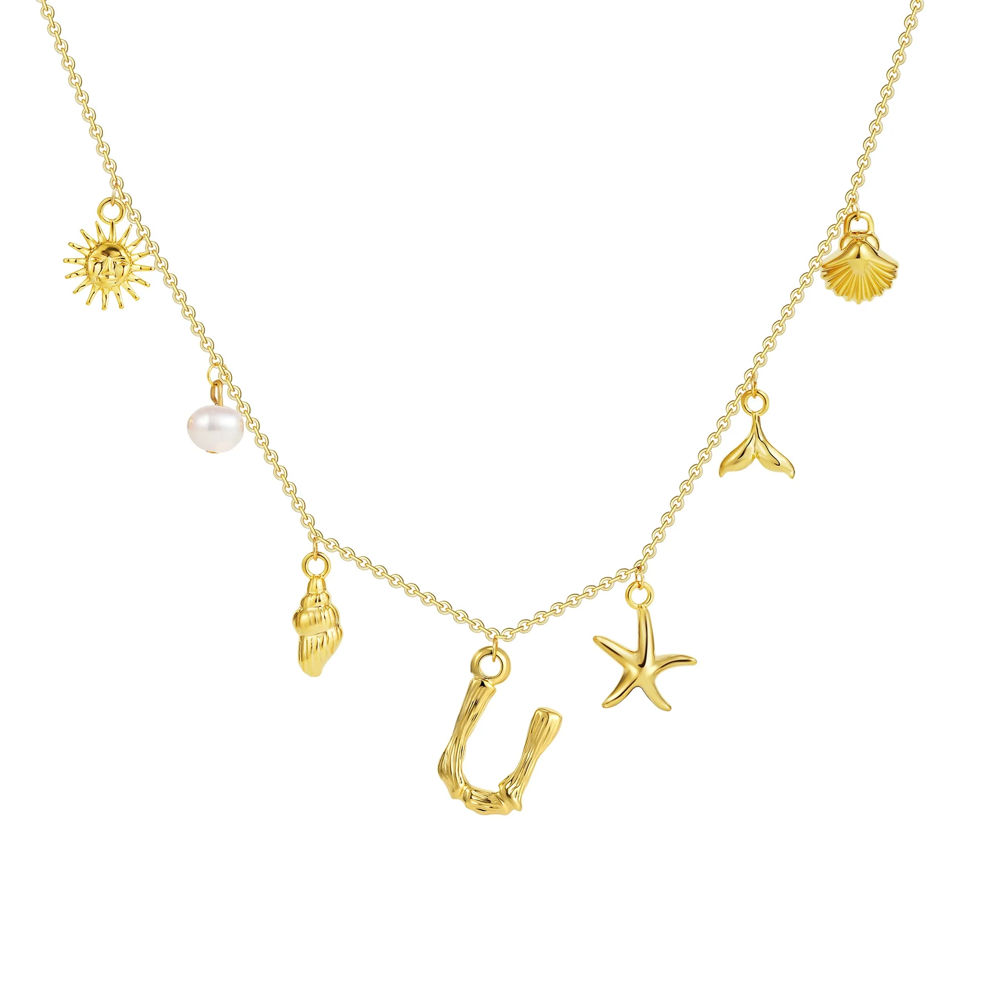Wholesale Copper Pendant Necklace With Letter Pattern And Electroplating Treatment Oshaped Chain Vacation Style For Women - Image 26