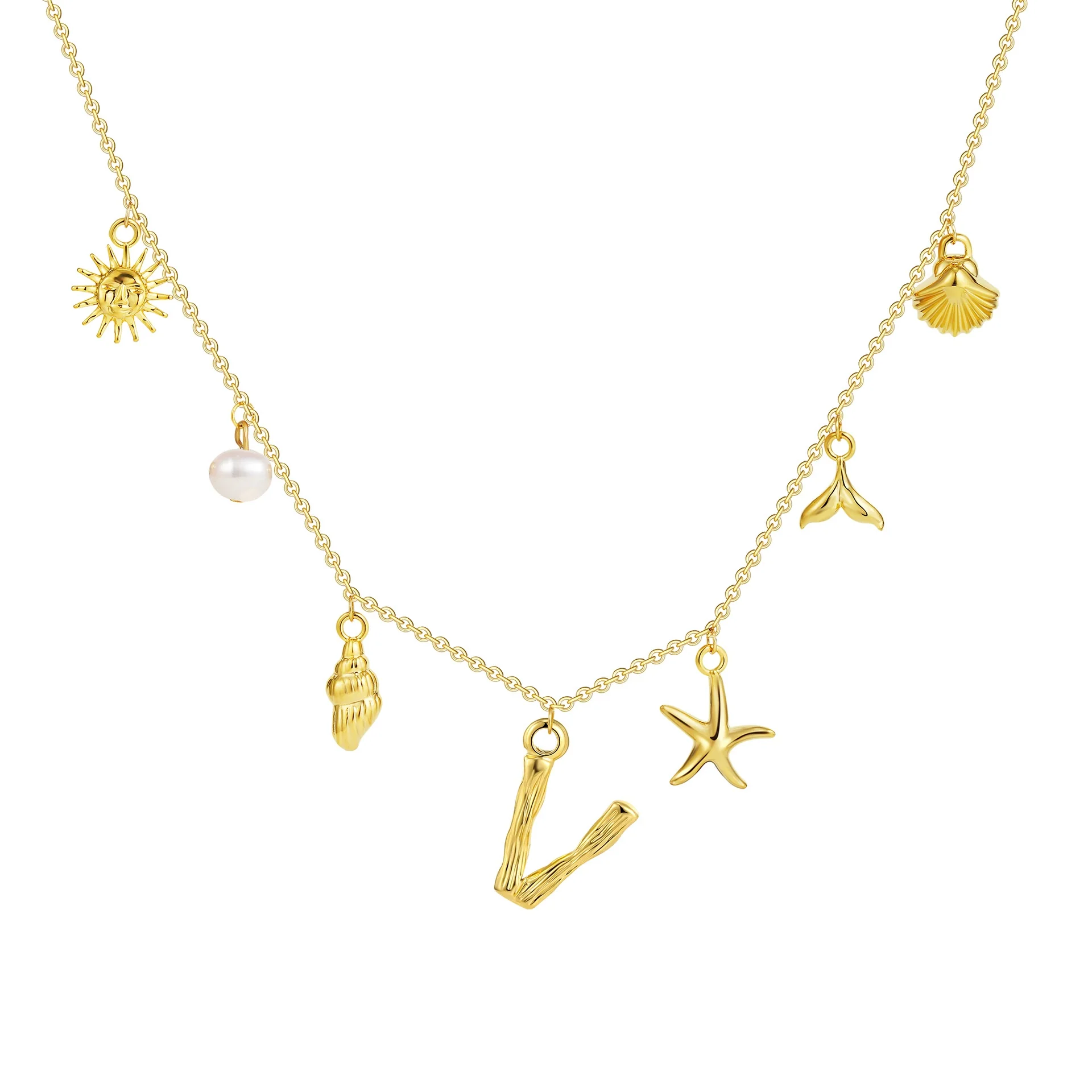 Wholesale Copper Pendant Necklace With Letter Pattern And Electroplating Treatment Oshaped Chain Vacation Style For Women - Image 27