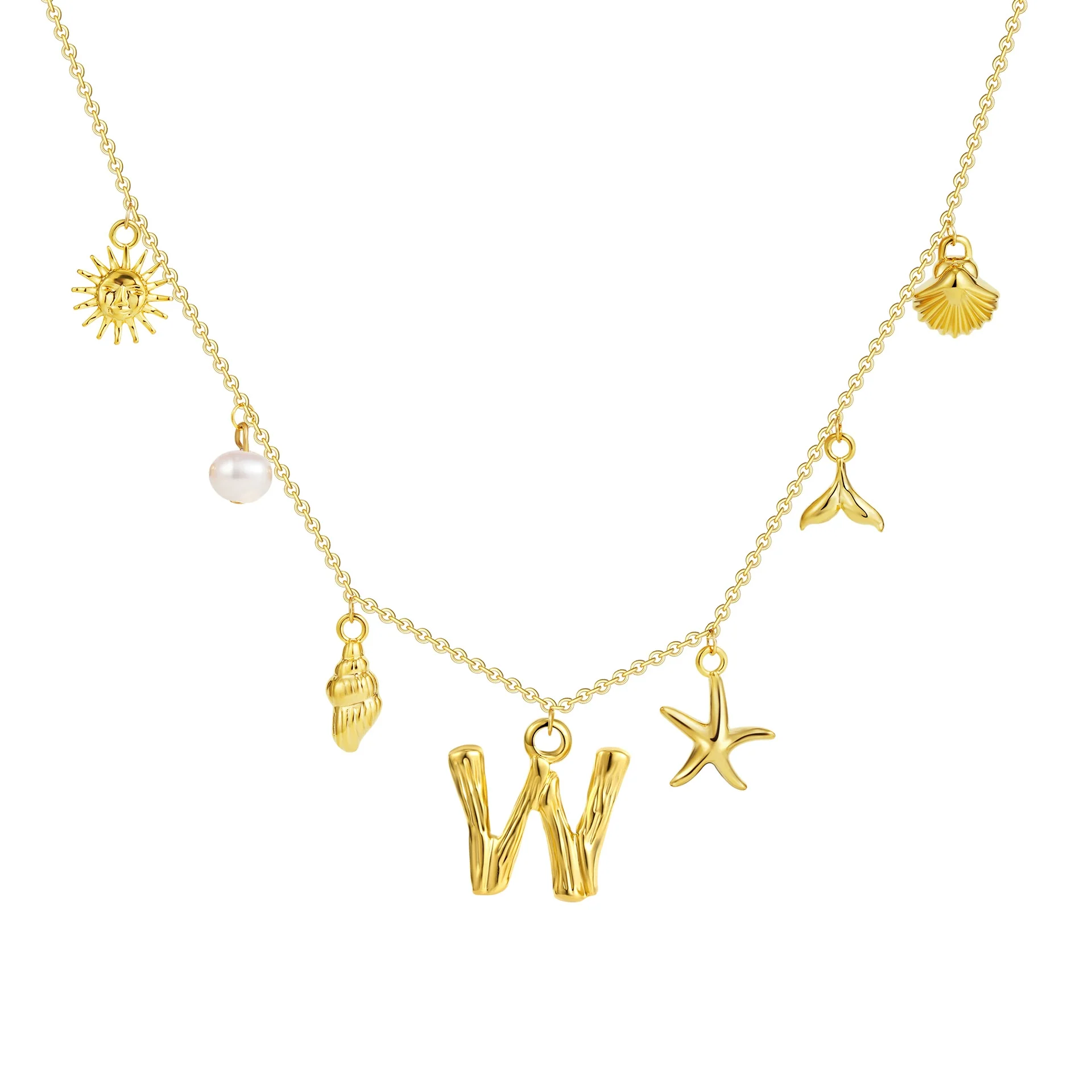 Wholesale Copper Pendant Necklace With Letter Pattern And Electroplating Treatment Oshaped Chain Vacation Style For Women - Image 28