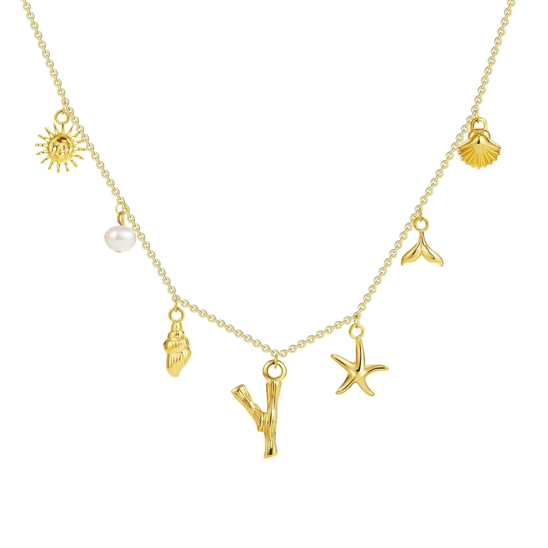 Wholesale Copper Pendant Necklace With Letter Pattern And Electroplating Treatment Oshaped Chain Vacation Style For Women - Image 30