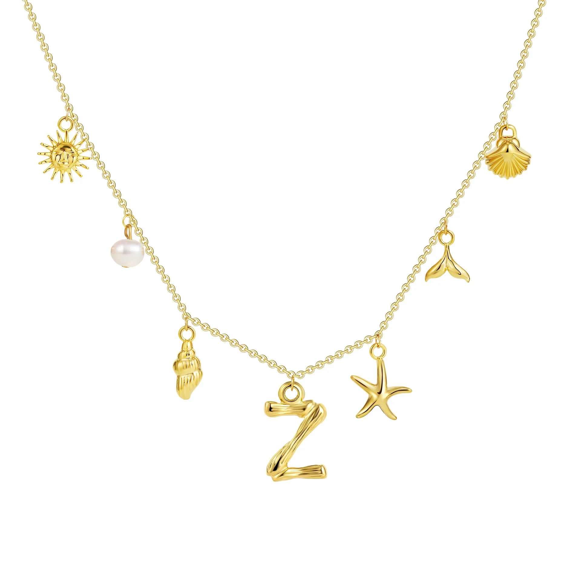 Wholesale Copper Pendant Necklace With Letter Pattern And Electroplating Treatment Oshaped Chain Vacation Style For Women - Image 31