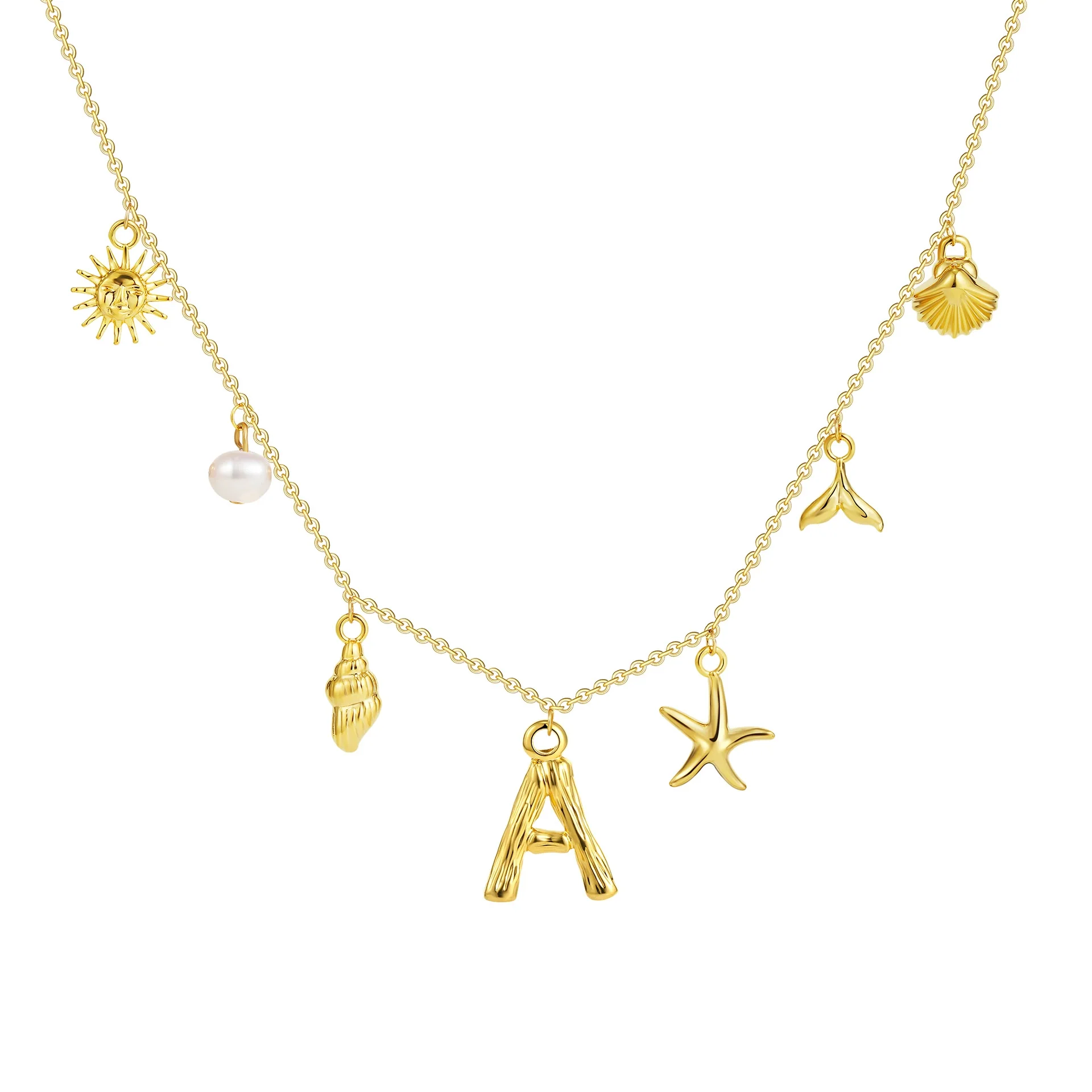 Wholesale Copper Pendant Necklace With Letter Pattern And Electroplating Treatment Oshaped Chain Vacation Style For Women - Image 6