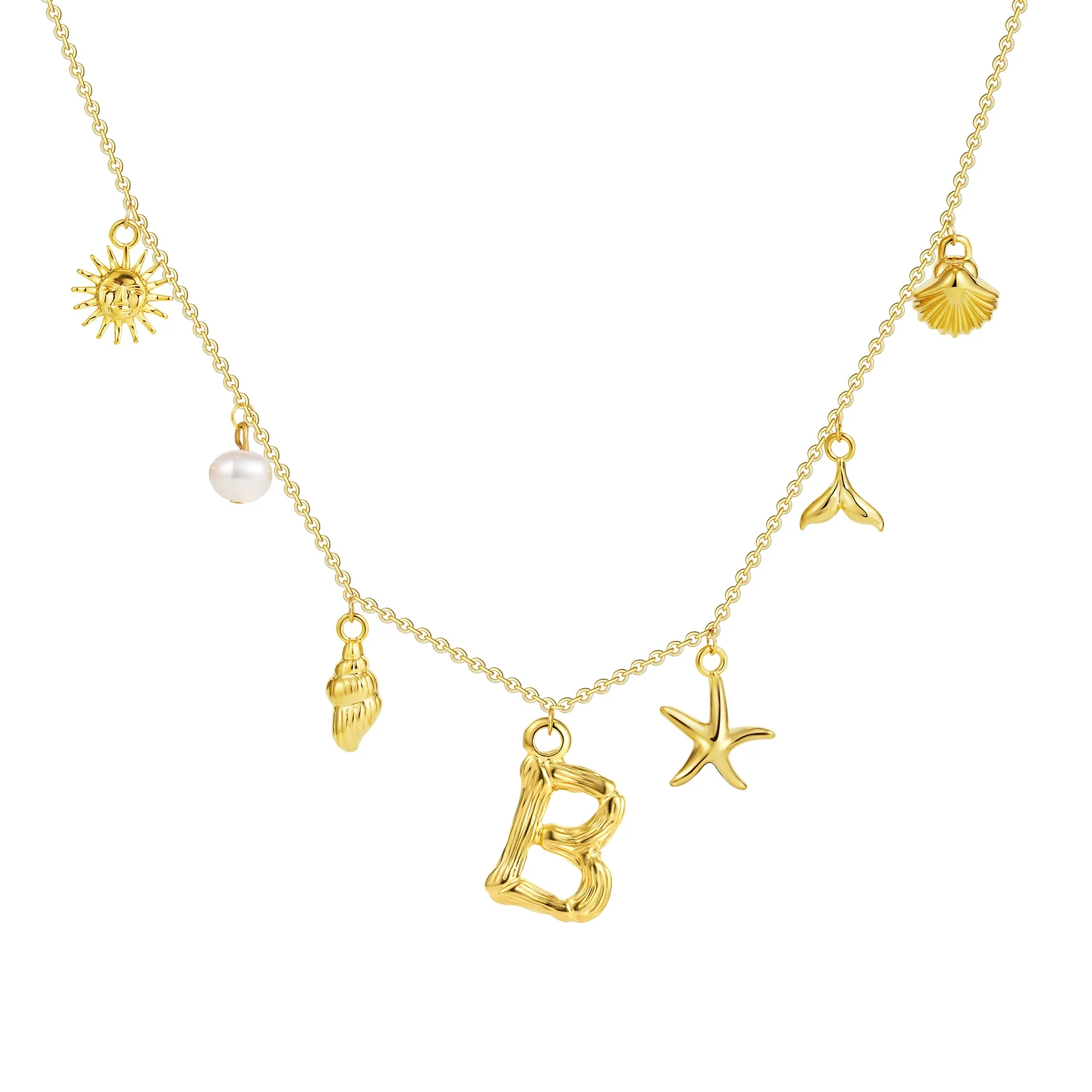 Wholesale Copper Pendant Necklace With Letter Pattern And Electroplating Treatment Oshaped Chain Vacation Style For Women - Image 7