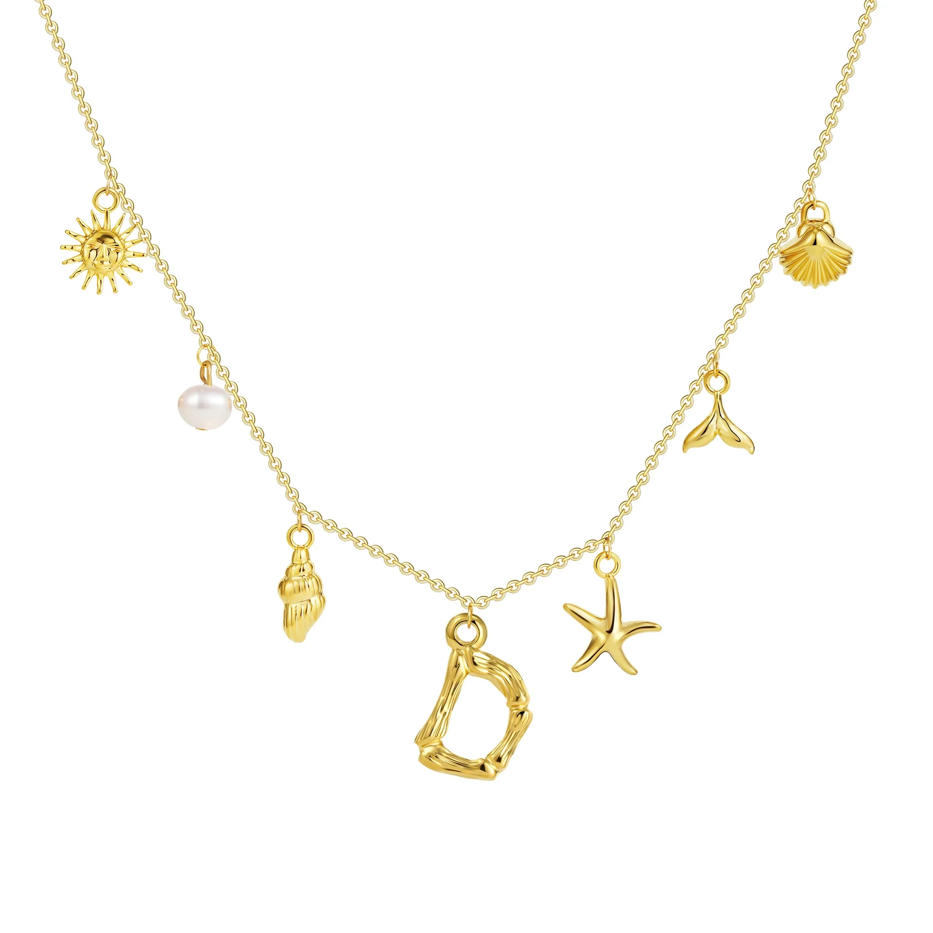 Wholesale Copper Pendant Necklace With Letter Pattern And Electroplating Treatment Oshaped Chain Vacation Style For Women - Image 9