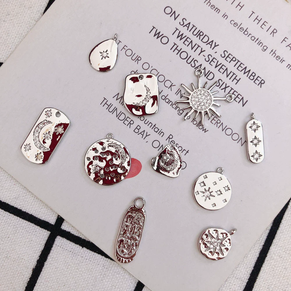 Wholesale Copper Plated Jewelry Accessories With Stars Moon Starburst Zircon For Necklace Pendant And Earrings - Image 4