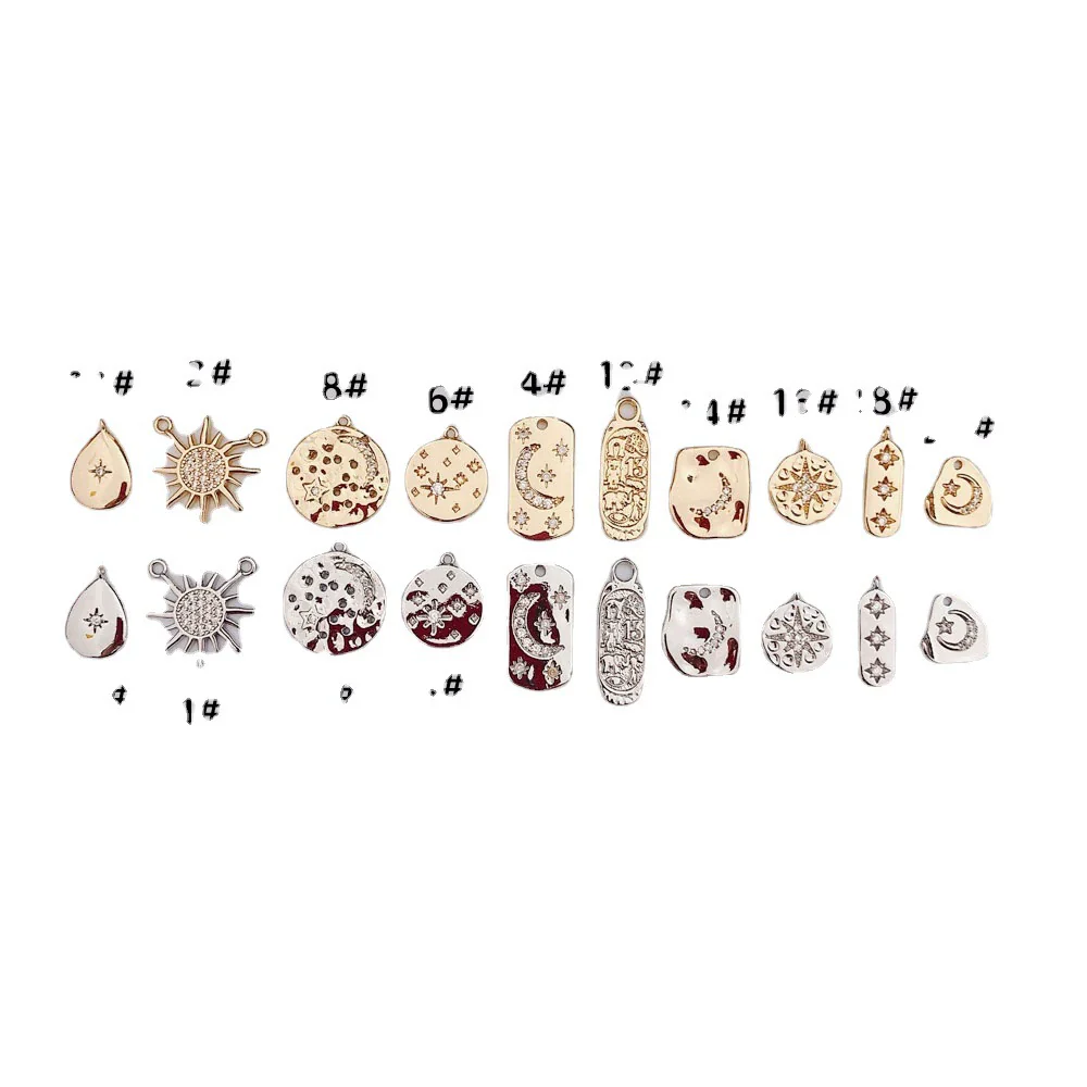 Wholesale Copper Plated Jewelry Accessories With Stars Moon Starburst Zircon For Necklace Pendant And Earrings - Image 5