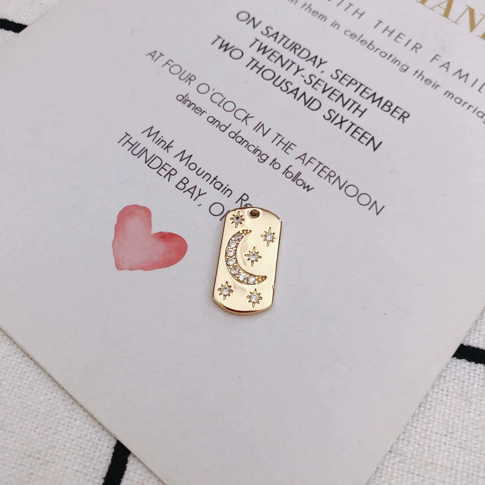 Wholesale Copper Plated Jewelry Accessories With Stars Moon Starburst Zircon For Necklace Pendant And Earrings - Image 9