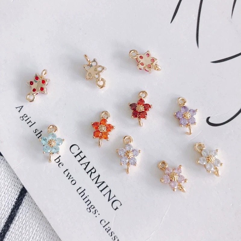 Wholesale Copper Plated Real Gold Hollow Flower Zircon Earrings Jewelry Accessories - Image 3