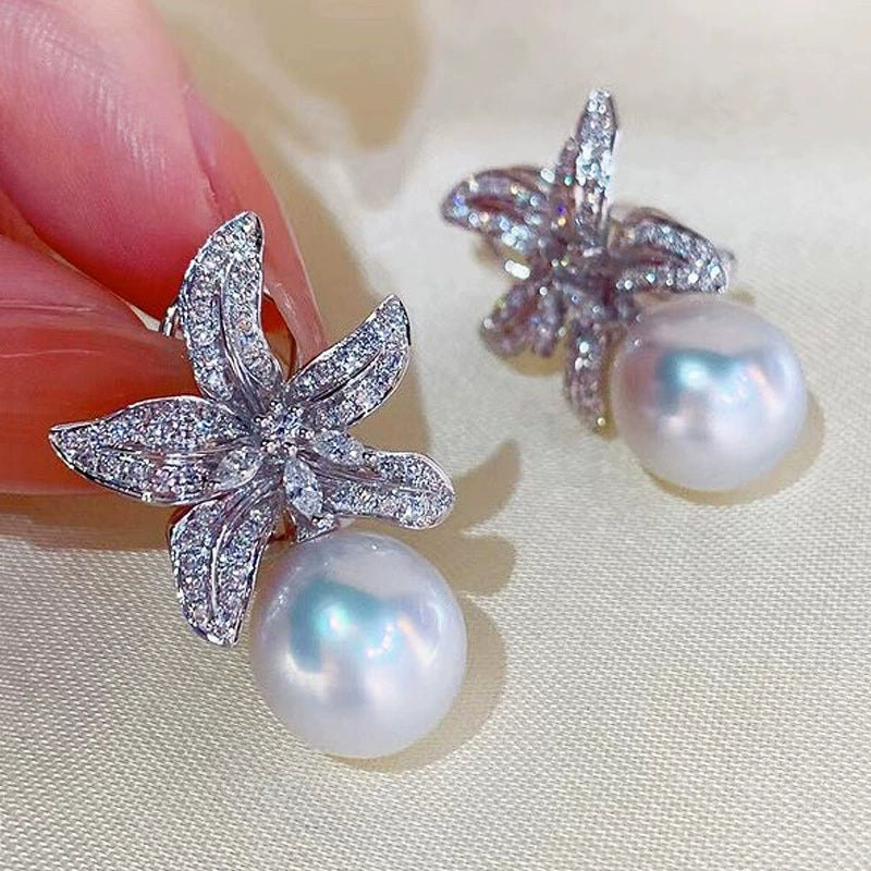 Wholesale Copper Princess Style Starfish And Zircon Earrings For Women - Image 2