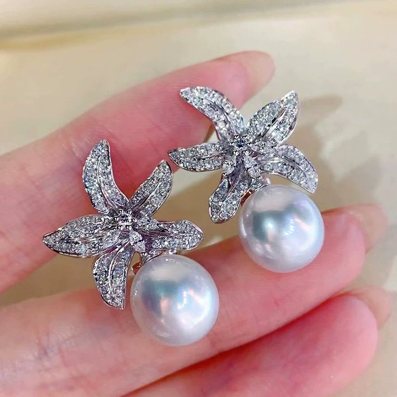 Wholesale Copper Princess Style Starfish And Zircon Earrings For Women - Image 6
