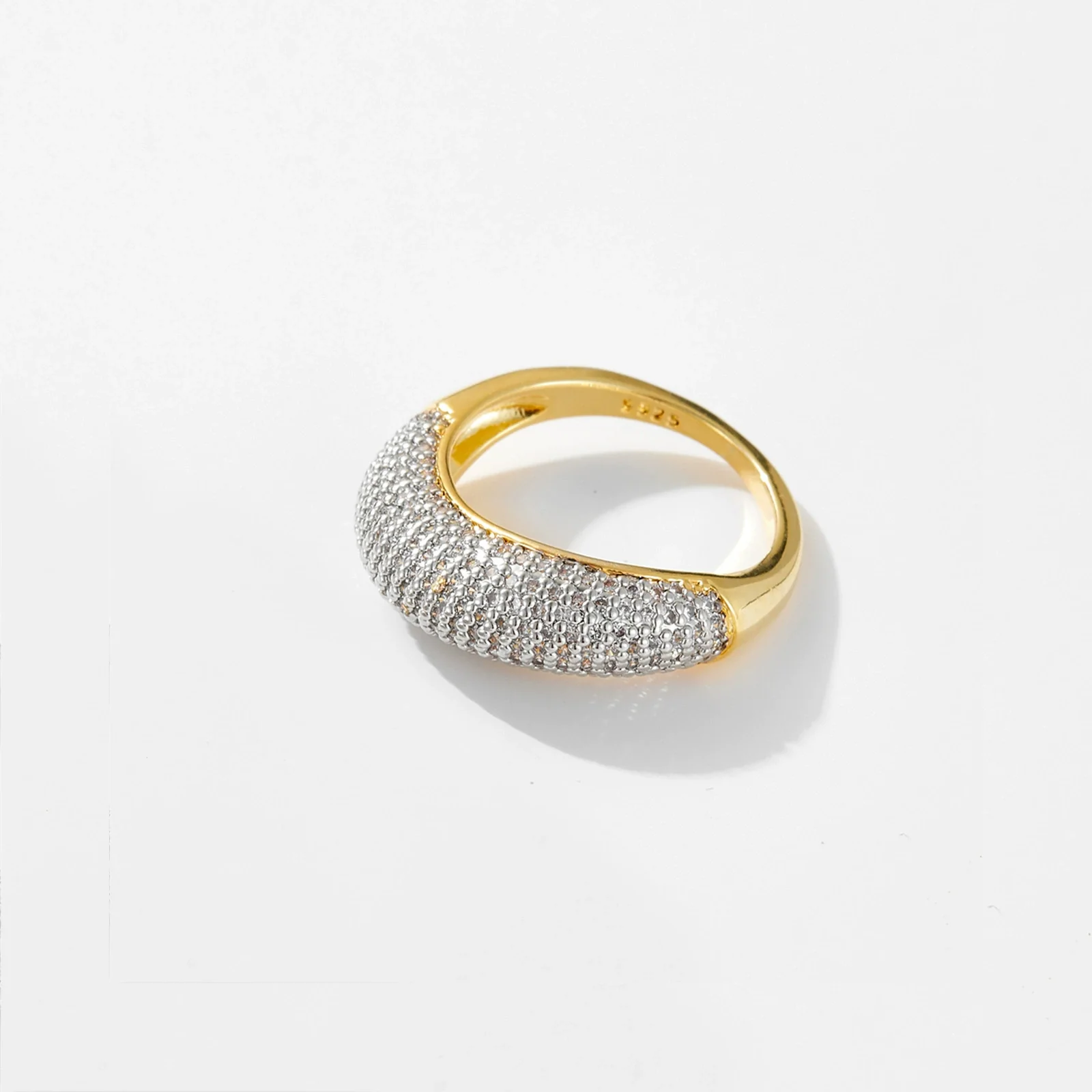 Wholesale Copper Ring Electroplated With Platinum And 18K Gold Geometric Design Fashion Light Luxury Women's Hand Jewelry - Image 2