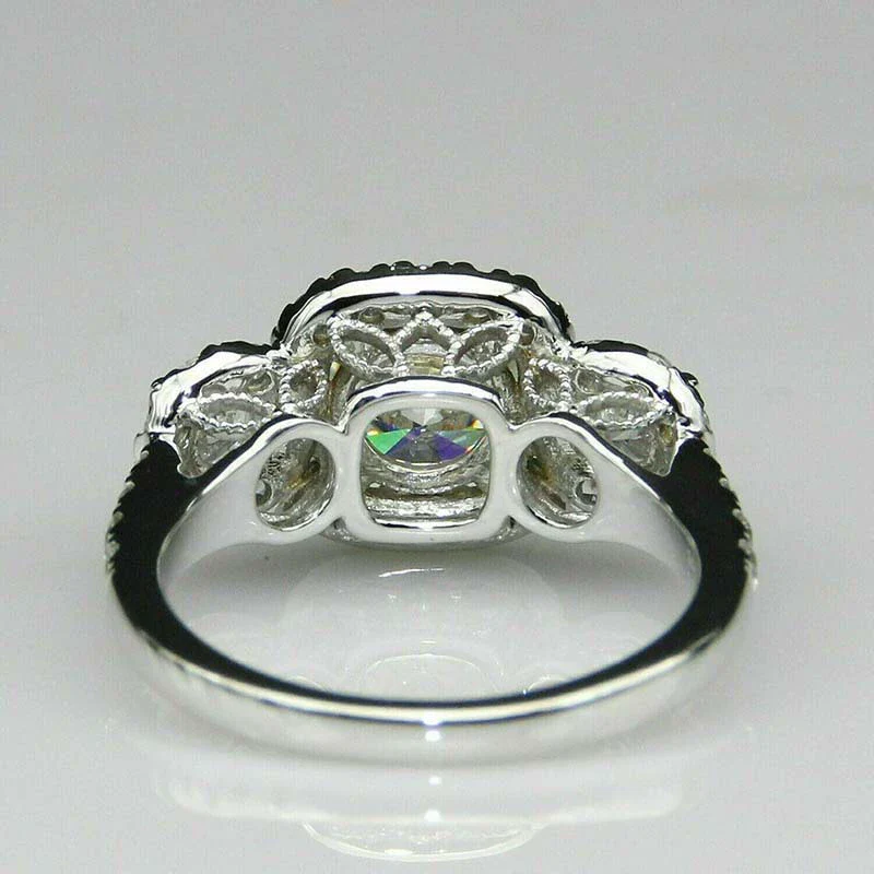 Wholesale Copper Ring With Flower And Geometric Pattern Inlaid Zircon For Women Luxury Business Style Jewelry - Image 3