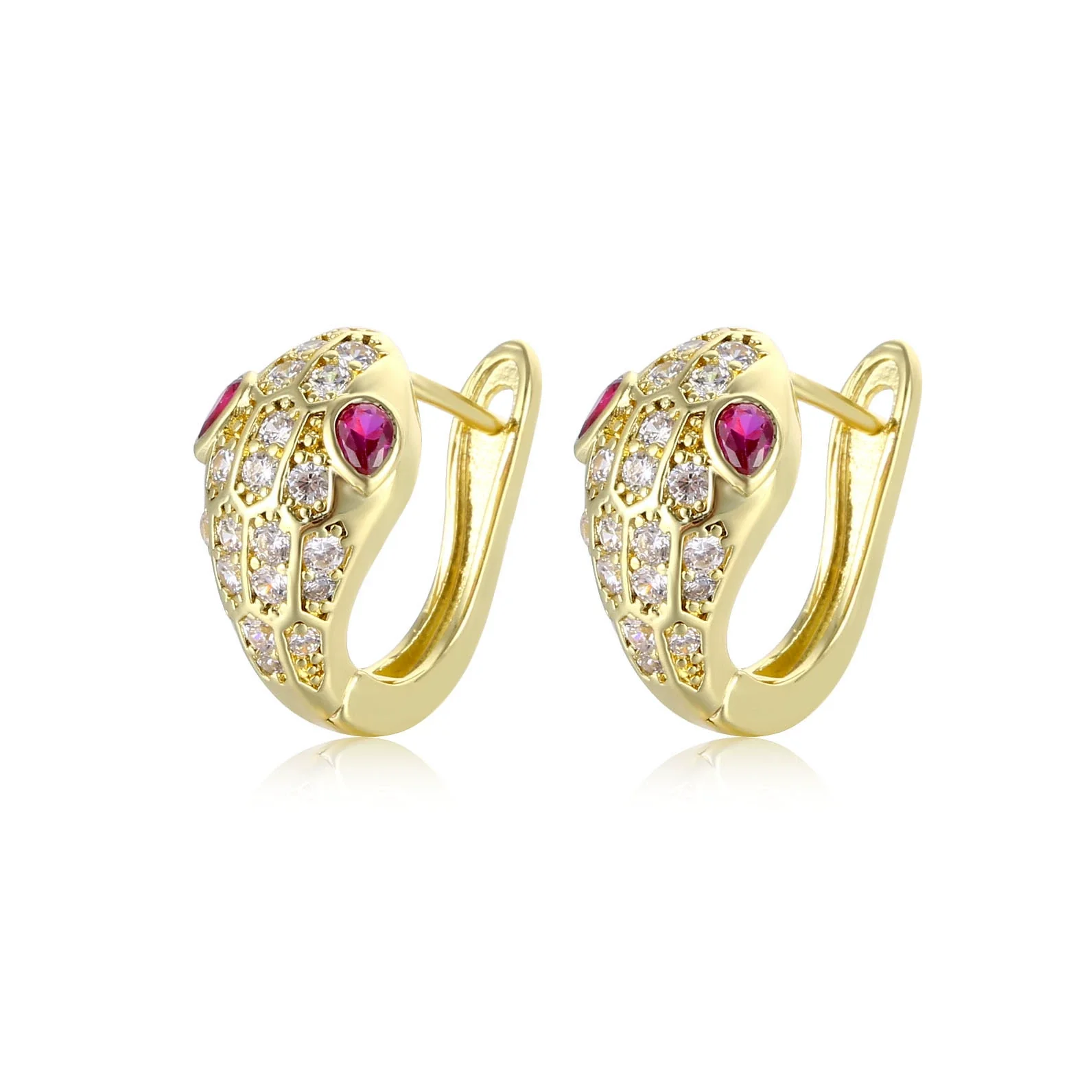 Wholesale Copper Snakeshaped Zodiac Animal Earrings With Electroplating For Men Niche Style