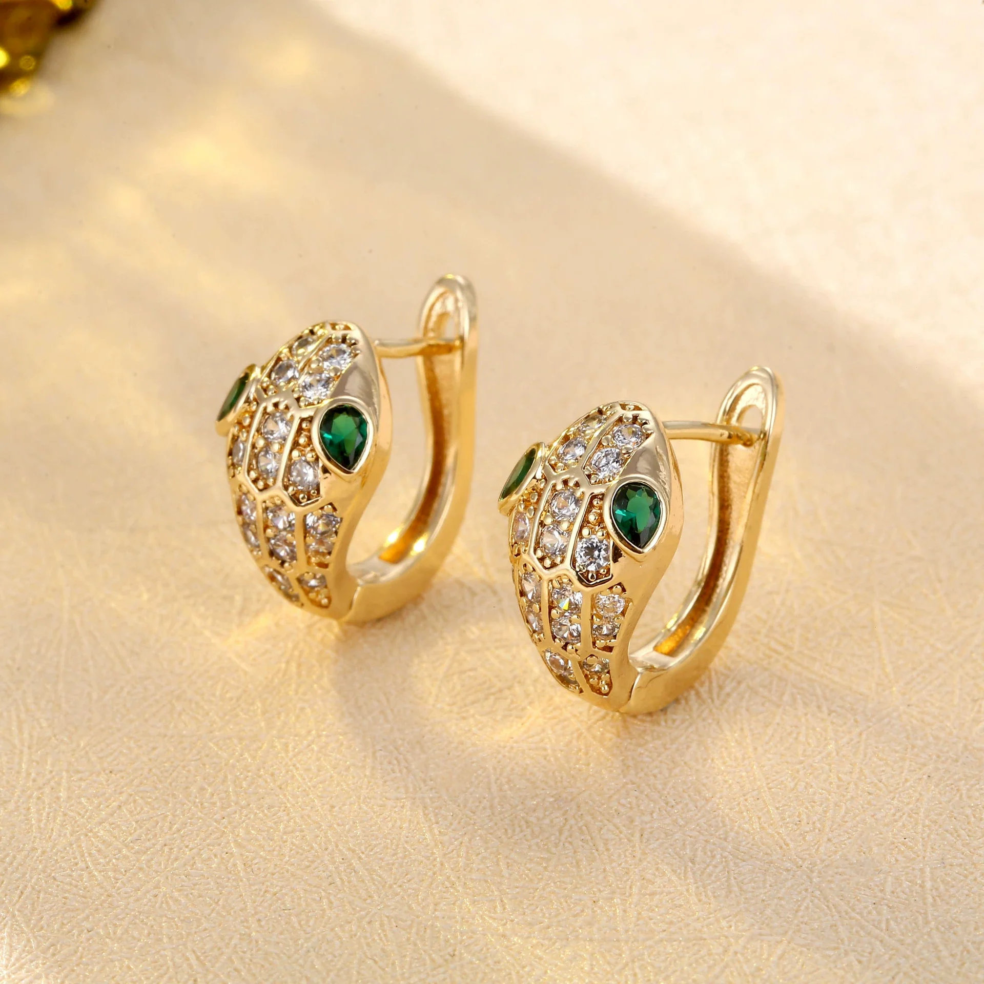 Wholesale Copper Snakeshaped Zodiac Animal Earrings With Electroplating For Men Niche Style - Image 3