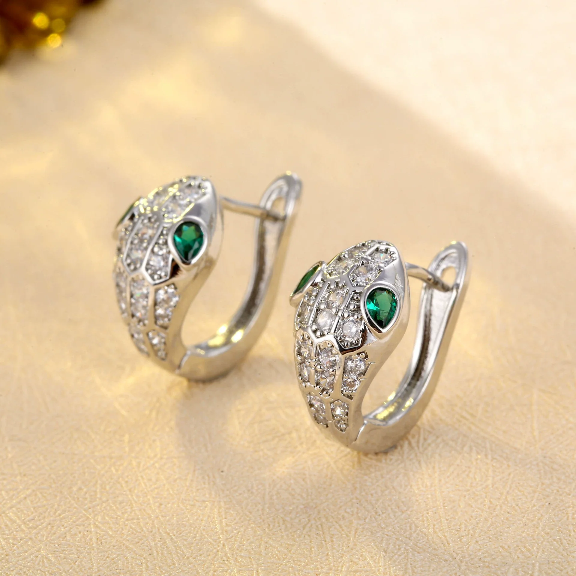 Wholesale Copper Snakeshaped Zodiac Animal Earrings With Electroplating For Men Niche Style - Image 6