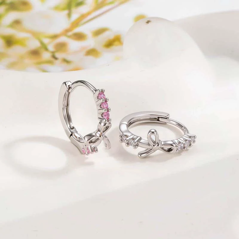 Wholesale Copper Sweet And Cute Bow Earrings Set With Zirconia For Women - Image 3