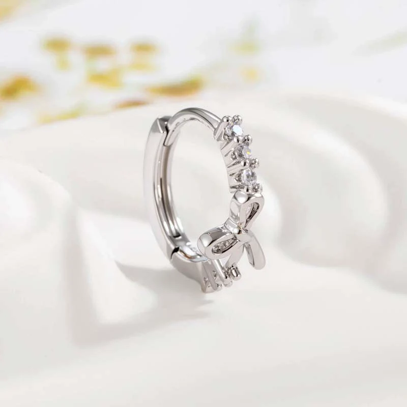 Wholesale Copper Sweet And Cute Bow Earrings Set With Zirconia For Women - Image 5