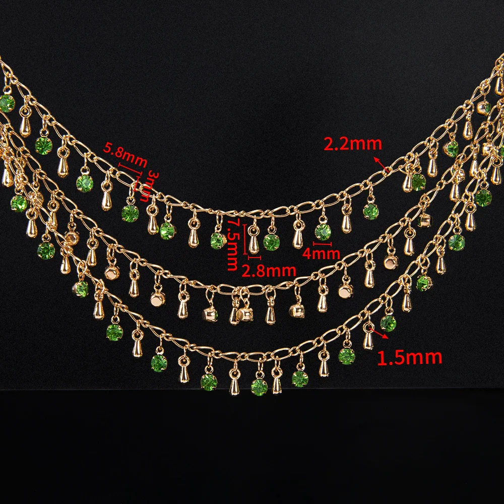 Wholesale Copper Water Drop Pendant Chain With Rhinestones And Butterfly Pattern Electroplated For Diy Necklace And Bracelet - Image 6