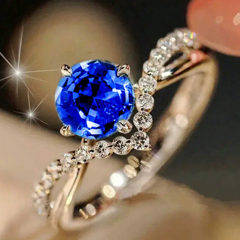 Wholesale Copper Women's Couple Ring With Inlaid Zircon Princess Style Geometric Pattern Four Claw Setting - Image 7