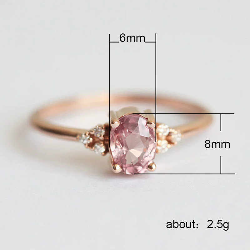 Wholesale Copper Women's Jewelry Pink Zircon Goose Egg Shape Geometric Engagement Ring - Image 2