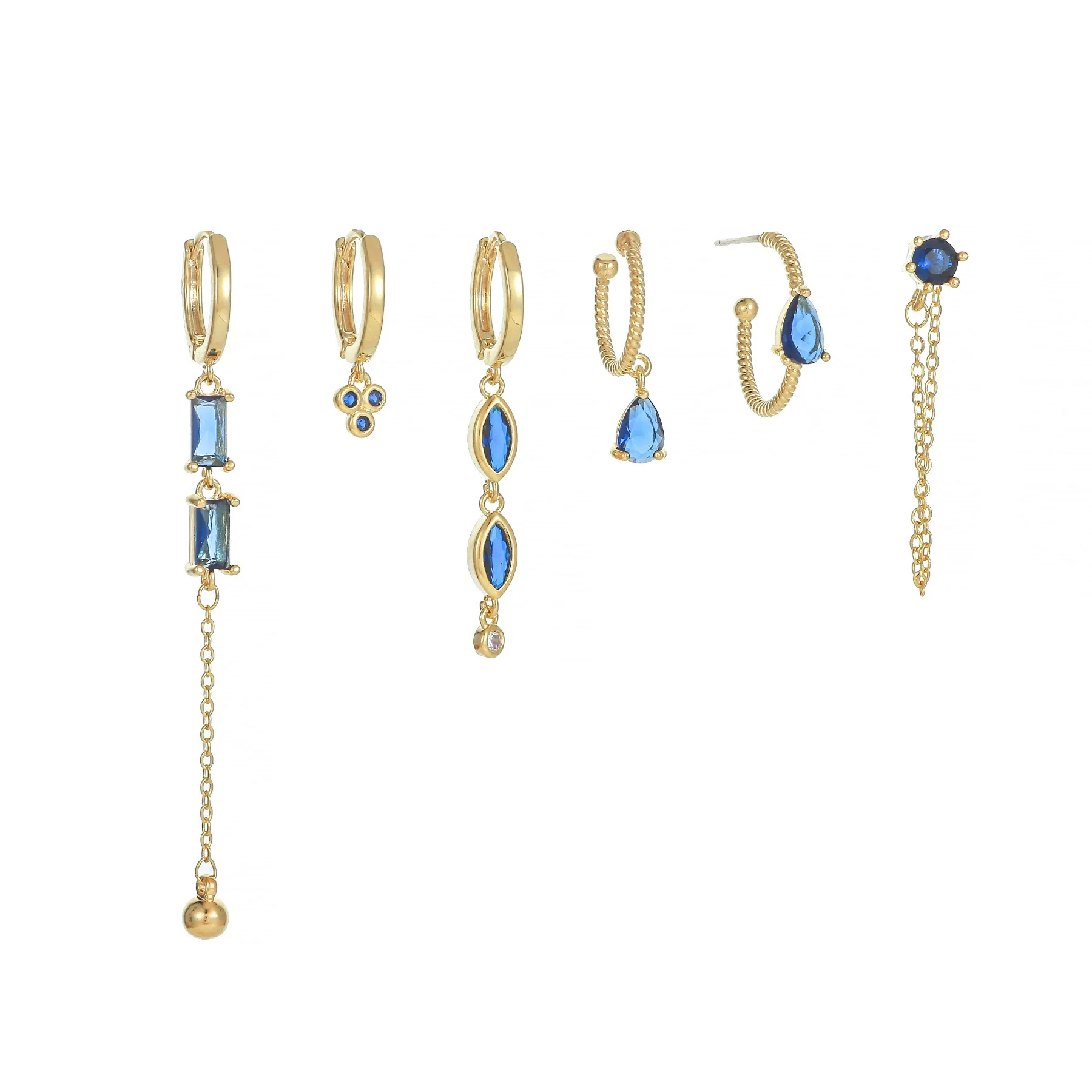 Wholesale Copper Zircon Geometric Tassel Earrings Set For Women Light Luxury Niche Style - Image 5
