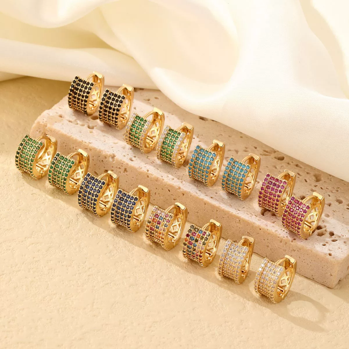 Wholesale Copper Zircon Threedimensional Simple Light Luxury Women's Earrings - Image 2