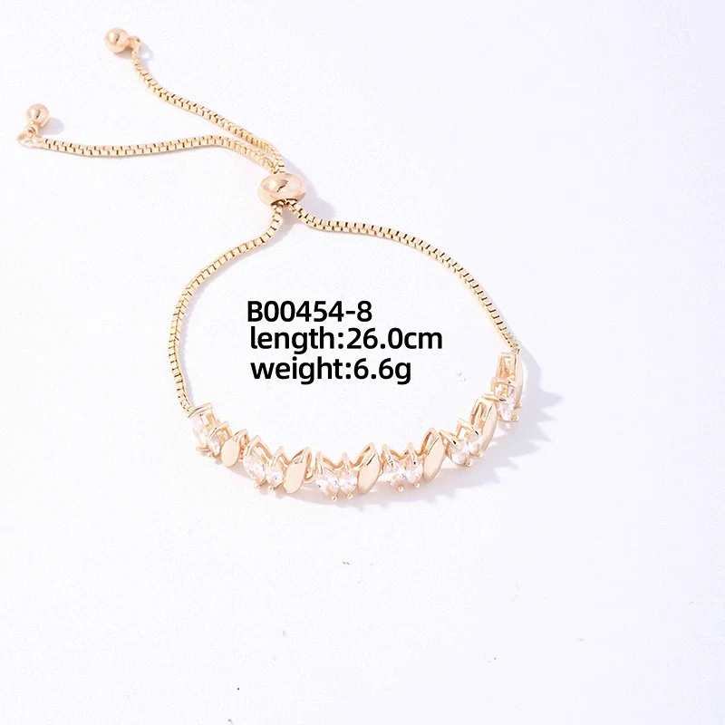Wholesale Copper Zirconia Heart Shape And Leaves Wave Pattern Small And Fresh Style Women's Bracelet - Image 10