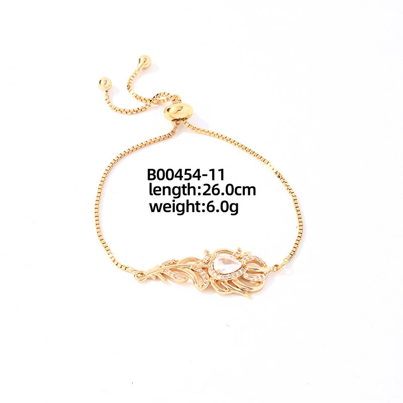 Wholesale Copper Zirconia Heart Shape And Leaves Wave Pattern Small And Fresh Style Women's Bracelet - Image 13
