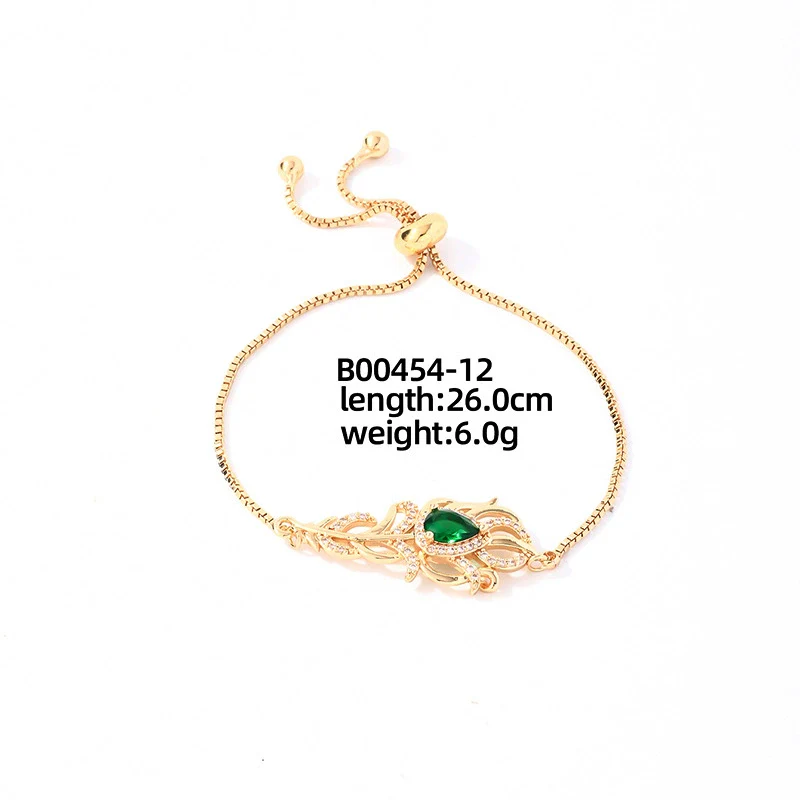 Wholesale Copper Zirconia Heart Shape And Leaves Wave Pattern Small And Fresh Style Women's Bracelet - Image 14