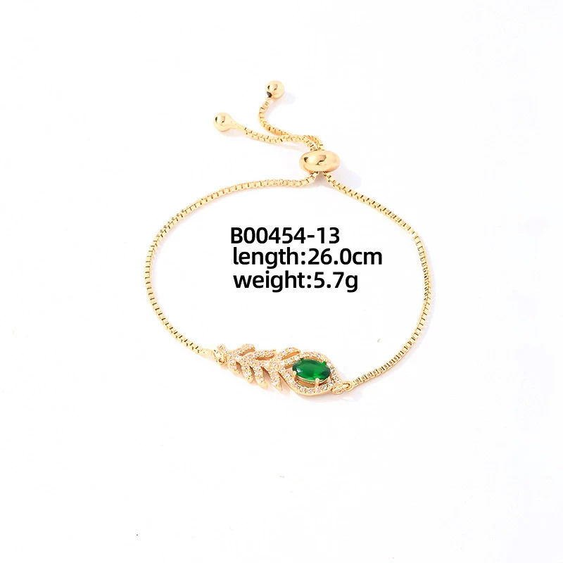 Wholesale Copper Zirconia Heart Shape And Leaves Wave Pattern Small And Fresh Style Women's Bracelet - Image 15