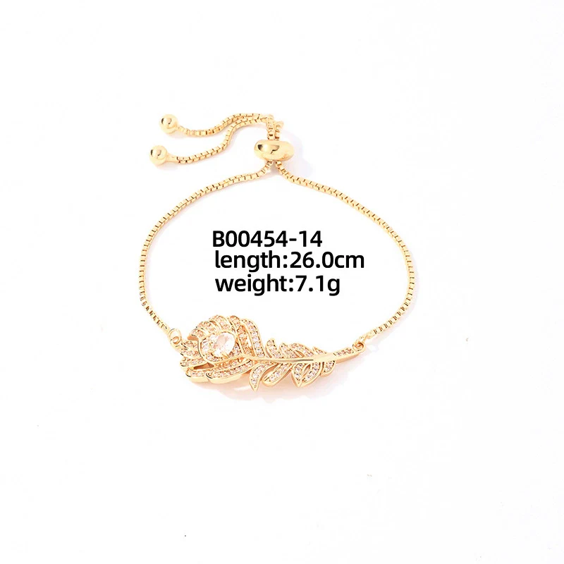 Wholesale Copper Zirconia Heart Shape And Leaves Wave Pattern Small And Fresh Style Women's Bracelet - Image 16