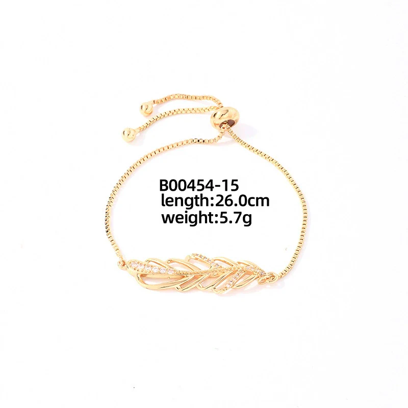 Wholesale Copper Zirconia Heart Shape And Leaves Wave Pattern Small And Fresh Style Women's Bracelet - Image 17