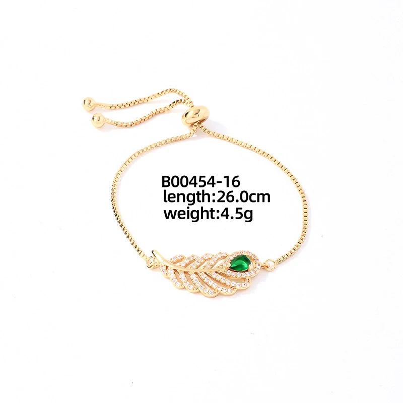 Wholesale Copper Zirconia Heart Shape And Leaves Wave Pattern Small And Fresh Style Women's Bracelet - Image 18