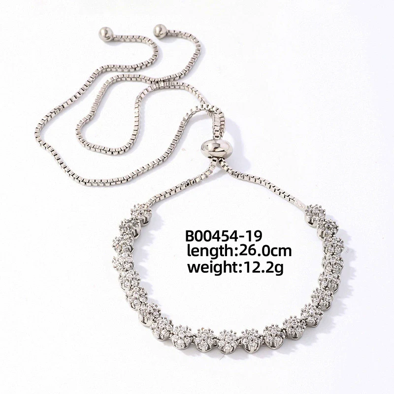 Wholesale Copper Zirconia Heart Shape And Leaves Wave Pattern Small And Fresh Style Women's Bracelet - Image 21