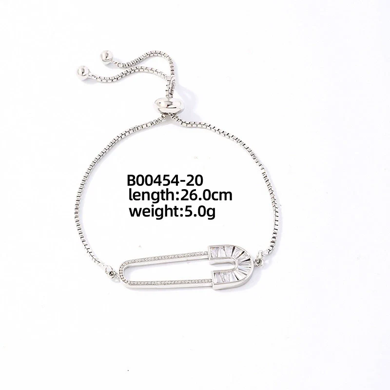 Wholesale Copper Zirconia Heart Shape And Leaves Wave Pattern Small And Fresh Style Women's Bracelet - Image 22