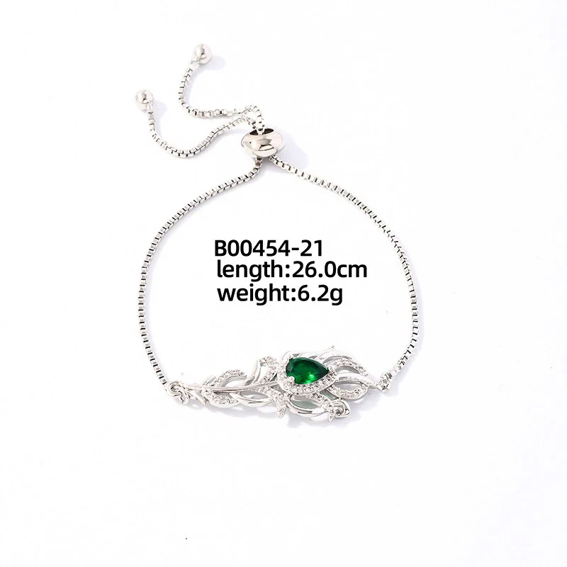Wholesale Copper Zirconia Heart Shape And Leaves Wave Pattern Small And Fresh Style Women's Bracelet - Image 23