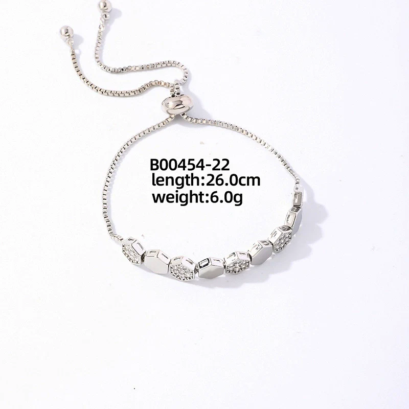 Wholesale Copper Zirconia Heart Shape And Leaves Wave Pattern Small And Fresh Style Women's Bracelet - Image 24