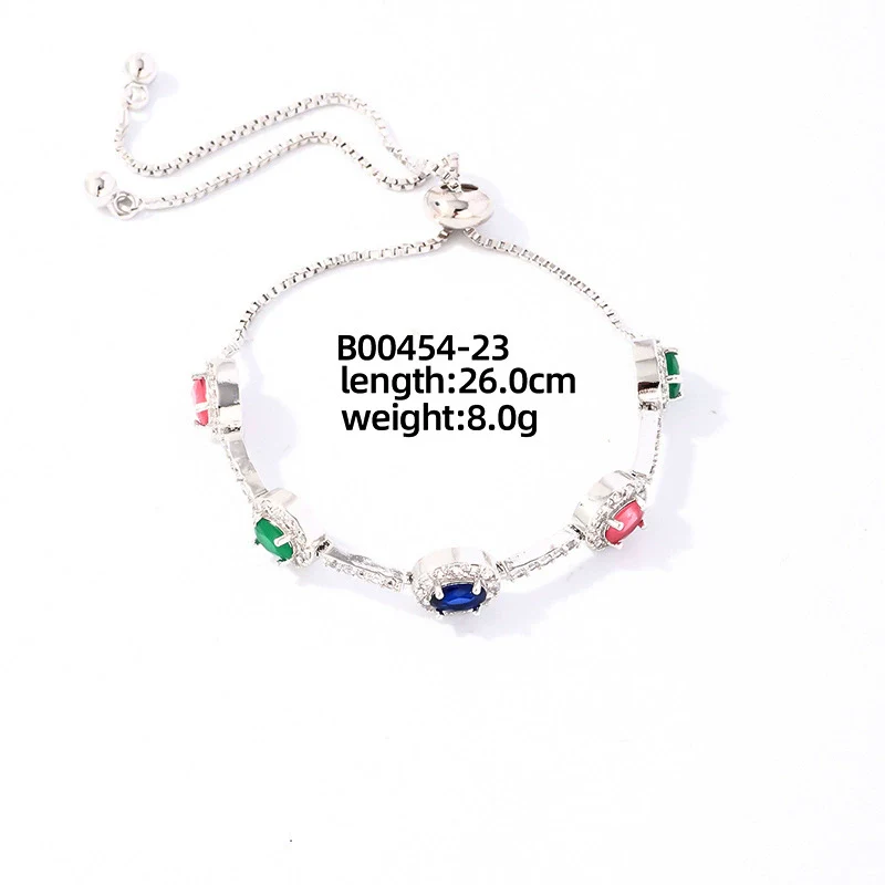 Wholesale Copper Zirconia Heart Shape And Leaves Wave Pattern Small And Fresh Style Women's Bracelet - Image 25