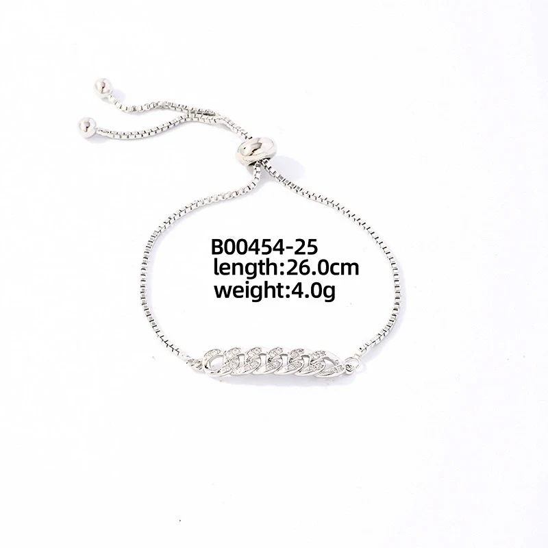 Wholesale Copper Zirconia Heart Shape And Leaves Wave Pattern Small And Fresh Style Women's Bracelet - Image 27