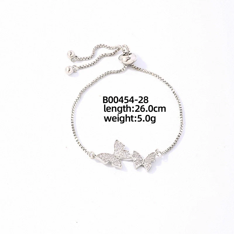 Wholesale Copper Zirconia Heart Shape And Leaves Wave Pattern Small And Fresh Style Women's Bracelet - Image 30