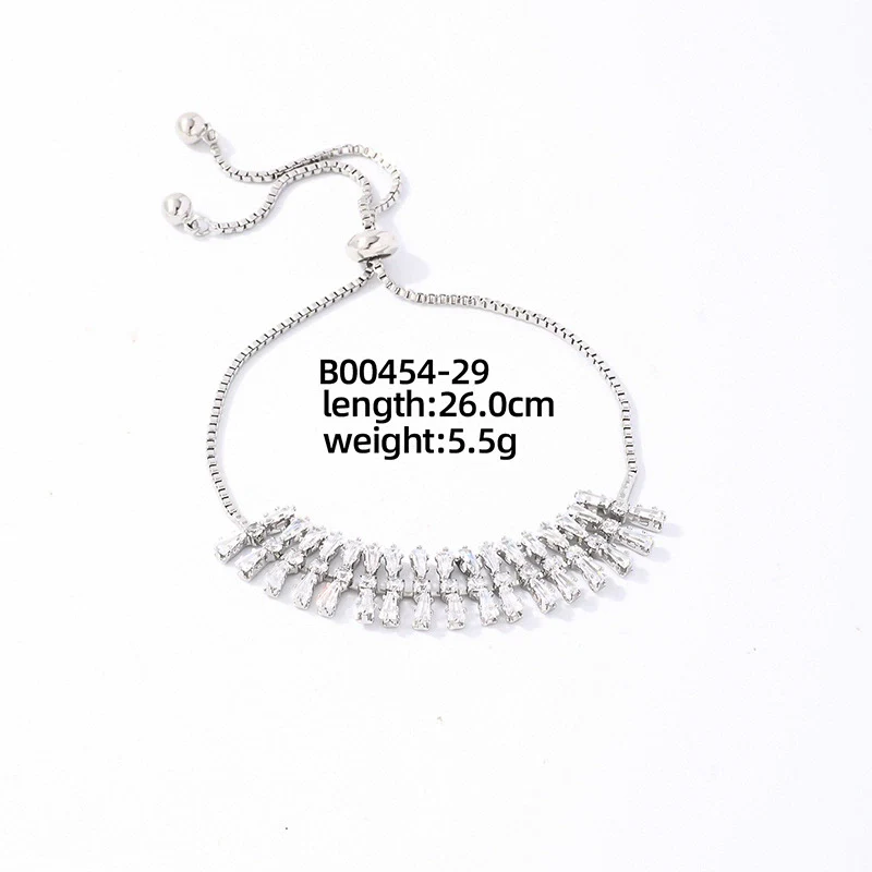 Wholesale Copper Zirconia Heart Shape And Leaves Wave Pattern Small And Fresh Style Women's Bracelet - Image 31