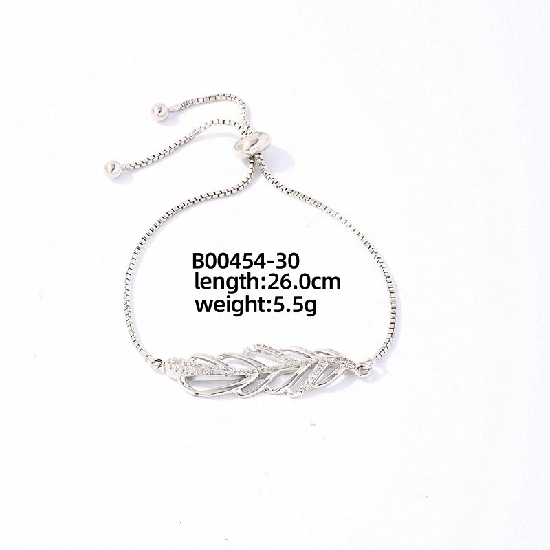 Wholesale Copper Zirconia Heart Shape And Leaves Wave Pattern Small And Fresh Style Women's Bracelet - Image 32