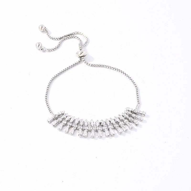 Wholesale Copper Zirconia Heart Shape And Leaves Wave Pattern Small And Fresh Style Women's Bracelet - Image 5