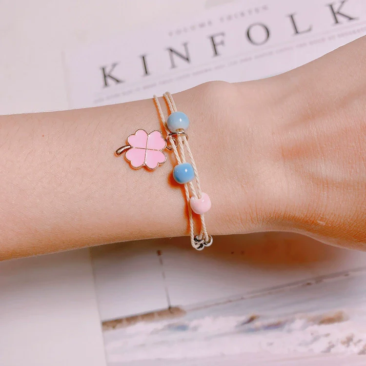 Wholesale Couple Bracelet Artificial Leather Four Leaf Clover Style Jewelry - Image 5