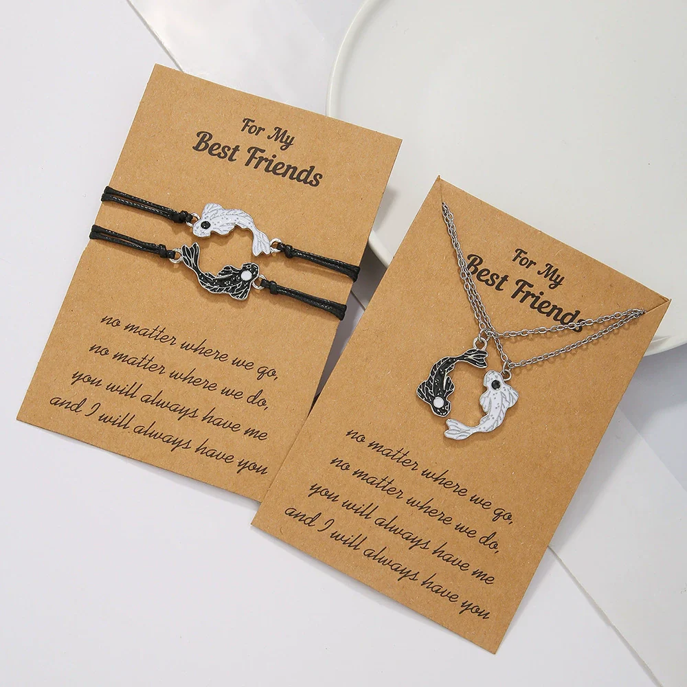 Wholesale Couple Necklace Alloy Geometric Handmade Yin Yang Tai Chi Bagua Fish Design Ochain - Image 2